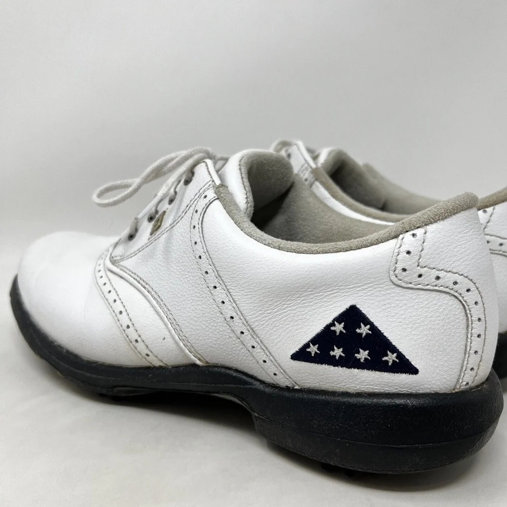 FootJoy Dryjoys sz 8.5 M White Fold Of Honor Leather Saddle Golf Shoes